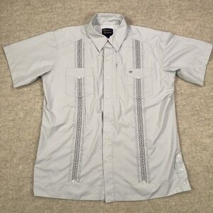 Texas Standard 'Guayabera Libre' Shirt Mens Medium Gray Short Sleeve Gaucho